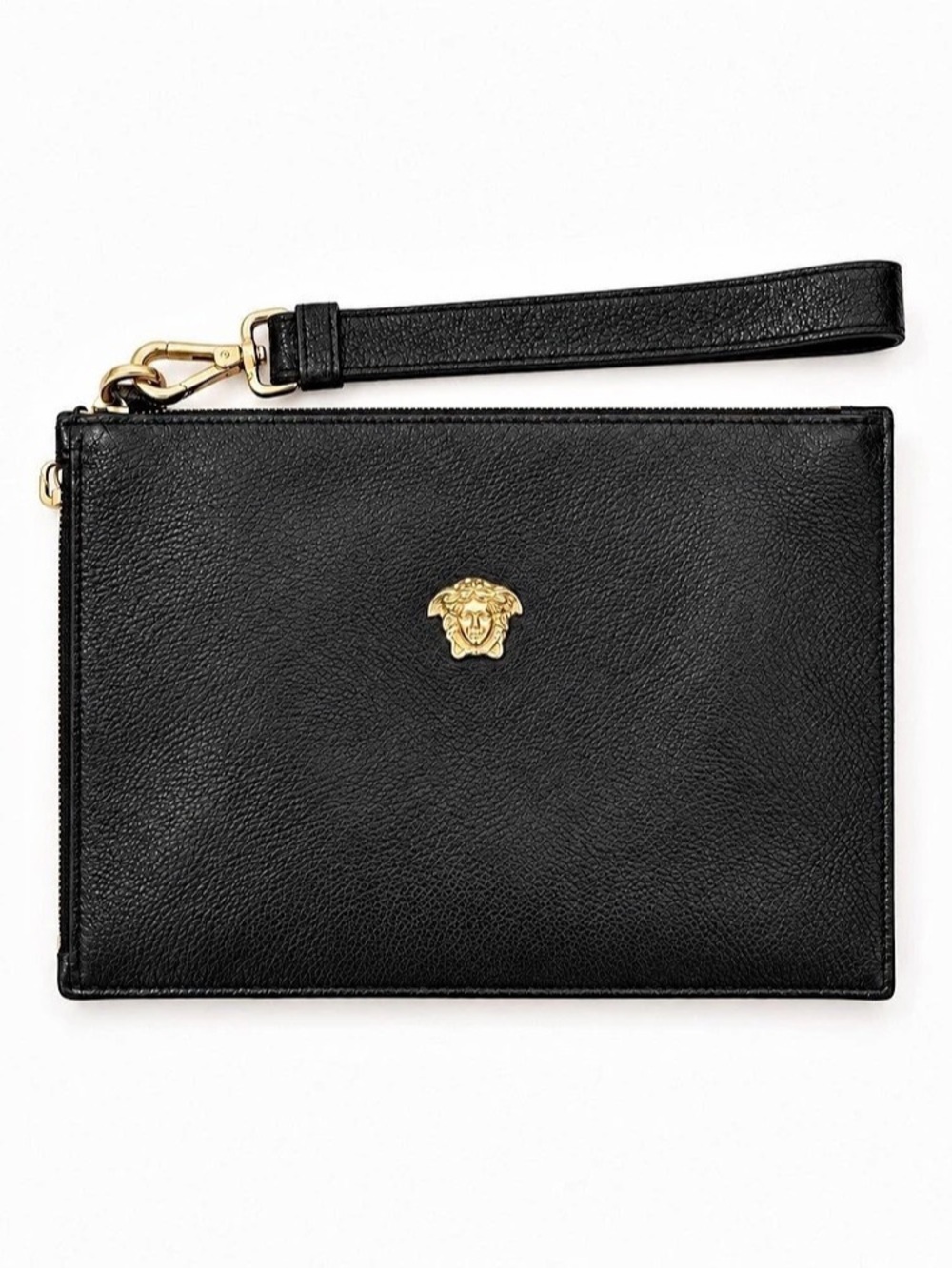 Versace La Medusa Leather Pouch Wristlet Black